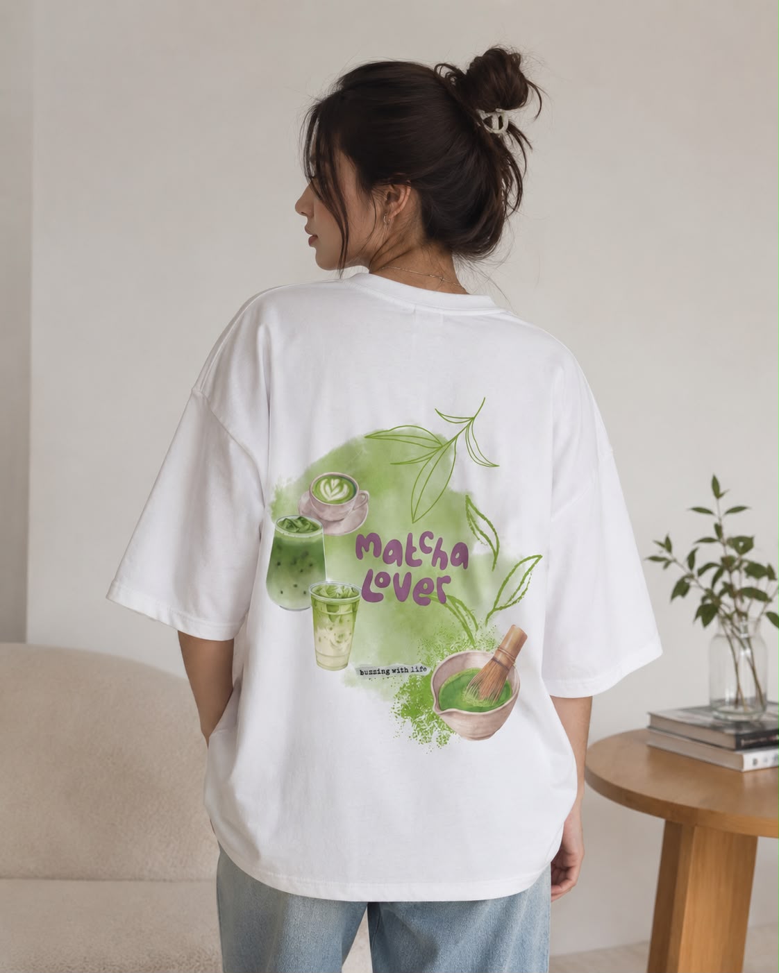 Matcha Lover Oversized T-Shirt | Café Aesthetic Graphic Tee